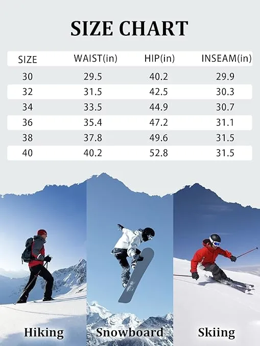 TACVASEN Men's Skiing Snow Pants Fleece Lined Waterproof Pants Winter Insulated Hiking Pant for Outdoor Work Hunting