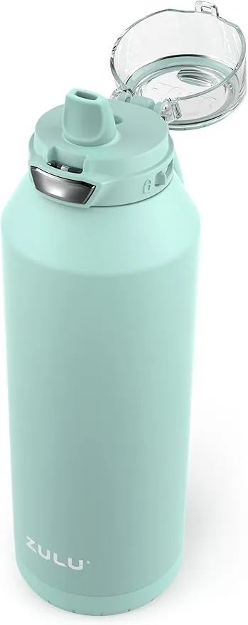 ZULU Swift Stainless Steel Vacuum Insulated Water Bottle with Covered Silicone Straw, 40oz (Yucca)