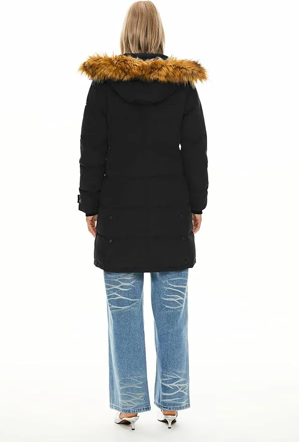 Orolay Women's Thickened Down Coat Long Puffer Jacket with Adjustable Hood Quilted Warm Winter Parka