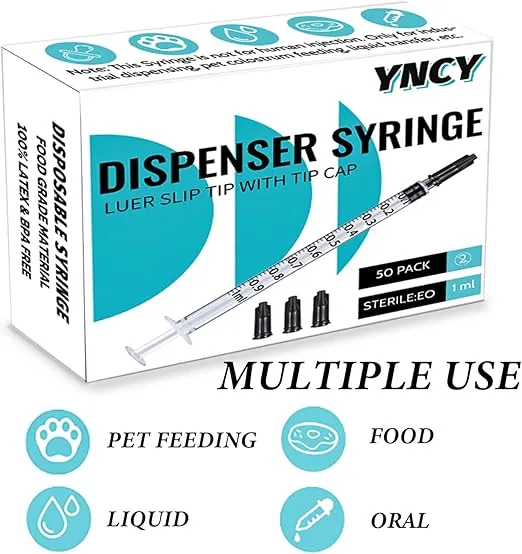 1ml Syringes with Cap, Luer Slip Tip, Whole Pack Bulk Sterile Sealed, No Needle