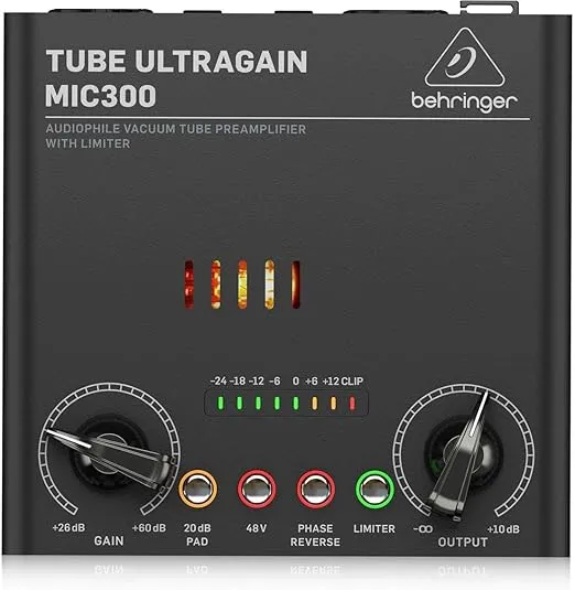 Behringer MIC300 Audiophile Vacuum Tube Preamplifier with Limiter