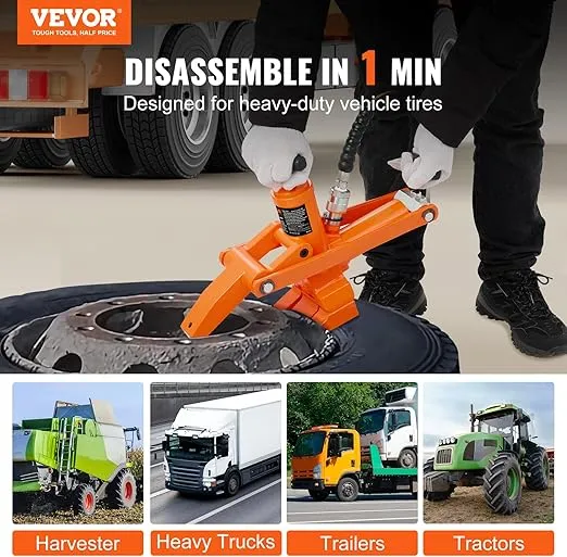 VEVOR Hydraulic Bead Breaker, 10000 PSI Tire Bead Breaker with Metal Foot Pump, Heavy-Duty Steel Bead Breaker Tool for Tractors, Trucks, Buses, Lawn Mowers, ATVs