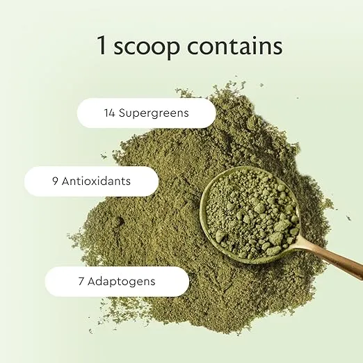 Alaya Organic Super Greens Powder - Premium Green Juice Superfood Supplement Powder - Adaptogens, Antioxidants & Probiotics Blend - USDA Organic, Non-GMO, Vegan - 30 Servings (Unflavored)