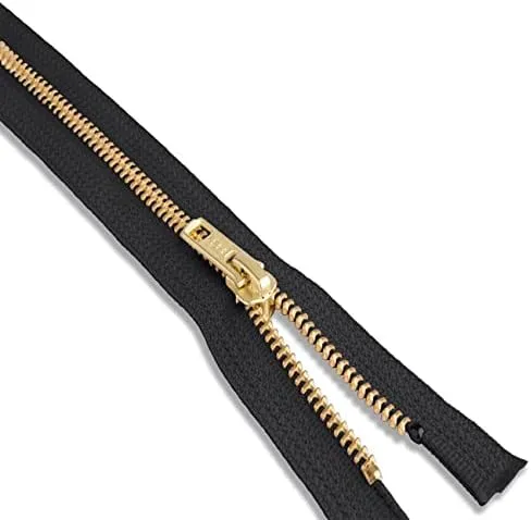 20 inch Metal Zipper Black 20” Gold Brass Metal Heavy Duty Zippers Separating Sewing Zipper Craft Zippers