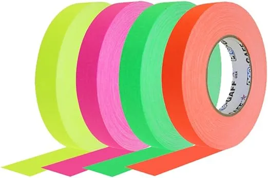 1 Inch x 50 Yards UV Blacklight Reactive Fluorescent Gaffer Tape Glow Party Supply Decorations (4 Pack 4 Rolls x 50 Yards)