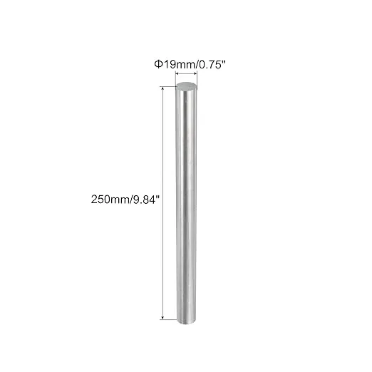 MECCANIXITY 304 Stainless Steel Round Rods, 19mm x 250mm Solid Shaft Rods for DIY Craft Model Car Helicopter Airplane, Pack of 2