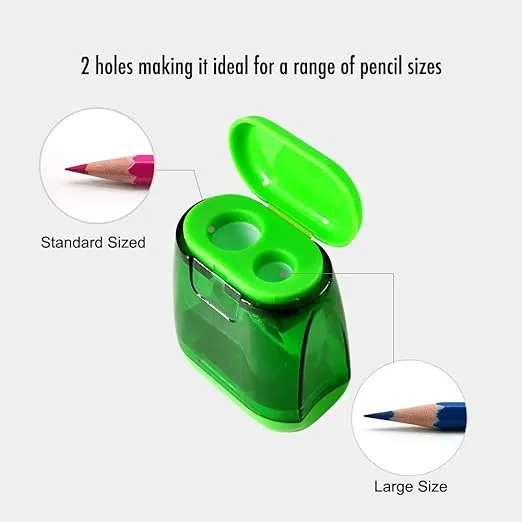 Pencil Sharpener, Manual Pencil Sharpeners, 4PCS Colorful Compact Dual Holes Pencil Sharpeners with Lid, Colored Pencil Sharpener for Kids & Adults, Portable Pencil Sharpener for Travel School Office