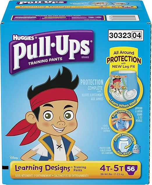 Pull-Ups Training Pants with Learning Designs for Boys, 4T-5T, 56 Count (Packaging May Vary)