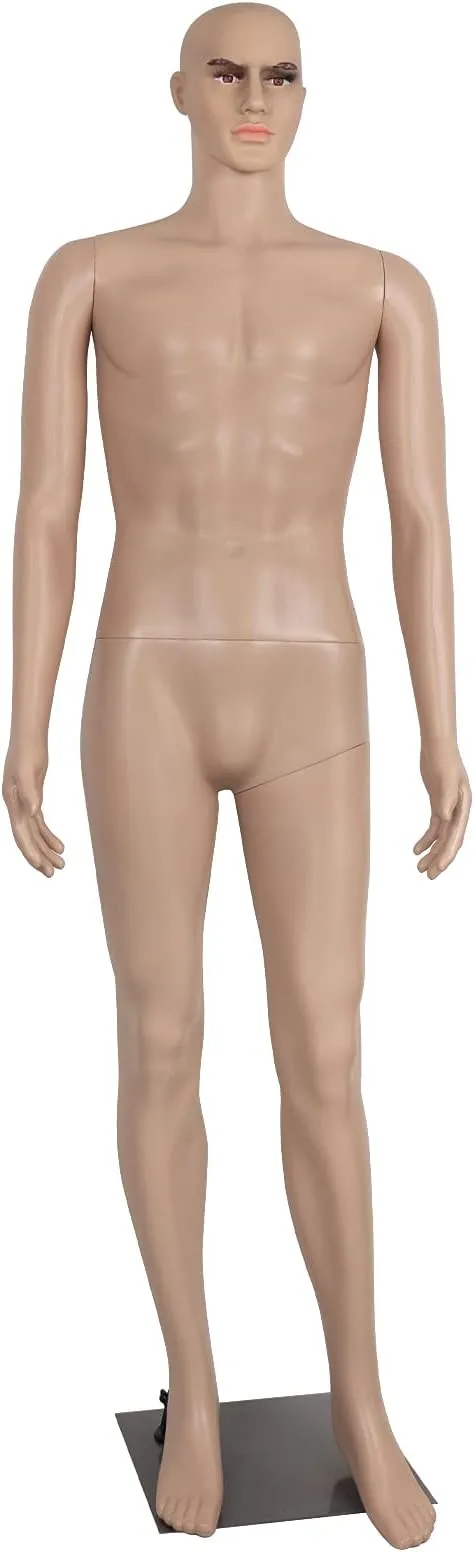 Male Mannequin Full Body Adjustable Mannequin Torso Dress Form with Metal Base 73inches