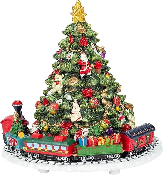 6-Inch Christmas Tree with Revolving Train Music Box