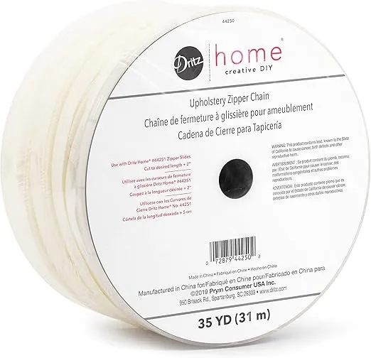 Dritz Home Nylon Upholstery Zipper Chain, 35-Yards, Cream