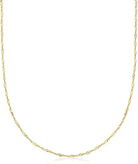 Ross-Simons Italian 18kt Yellow Gold Diamond-Cut Singapore-Chain Necklace