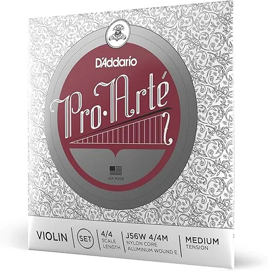 D'Addario Pro-Arte Violin String Set with Wound E, 4/4 Scale, Medium Tension