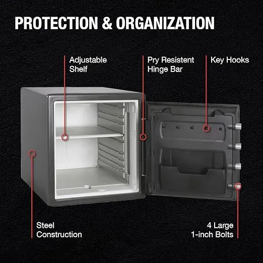 SentrySafe Medium Gray Fireproof Safe and Waterproof Safe Box with Dial Combination, Home Safe for Money, Documents, or other Valuables, 1.23 Cubic Feet, SFW123DSB