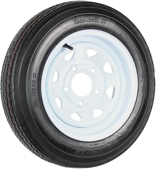 eCustomrim 2-Pack Trailer Tire On Rim 4.80-12 Load Range C 5 Lug White Spoke Wheel - 2 Year Warranty w/Free Roadside