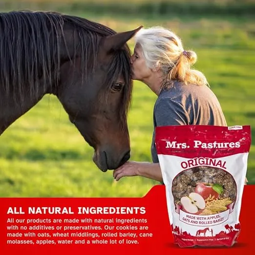 Mrs Pastures Cookies and Treats for Horses - Premium Horse Treats - Made with Apples, Oats, and Rolled Barley - Preservative Free - All Natural Ingredients - No Corn or Soy - Made in USA - (5lb Bag)