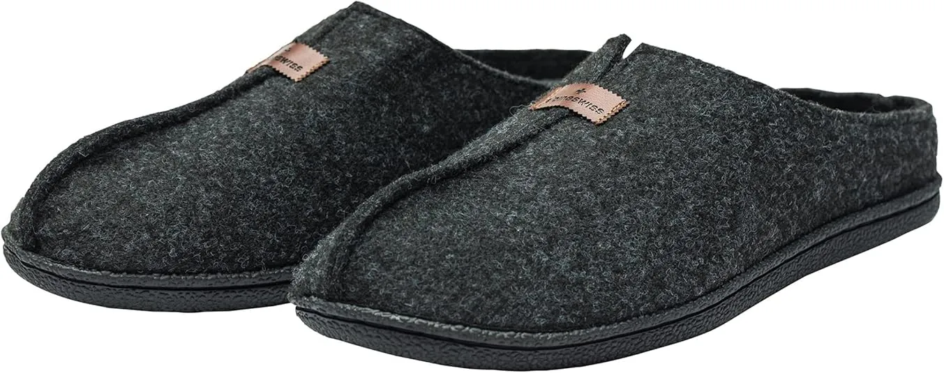 Alpine Swiss Bruce Mens Felt Faux Wool Clog Slippers Comfortable Slip On House Shoes