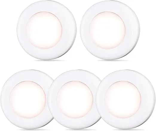 STAR-SPANGLED Tap Light Push Lights Mini Night Touch Light LED Puck Lights Portable Under Cabinet Lighting Battery Operated Powered DIY Stick On Lights Closet Counter Kitchen Warm White 5Pack