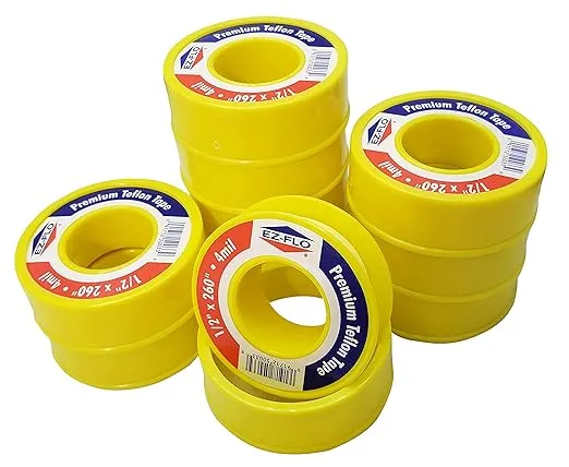 EZ-FLO Gas Teflon Tape, Premium Pipe Thread Tape, 1/2-Inch x 260-Inches x 4 mil, Yellow (10 Pack)