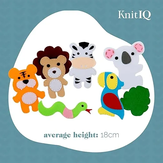 KnitIQ Crochet Kit for Beginners Adults - Easy Starter Set with Embroidery Floss, Felt Pencil Toppers, Cushion, Needles, Scissors, Pins - Learn to Knit and Crochet - Crochet Animal Kits (Multicolor)