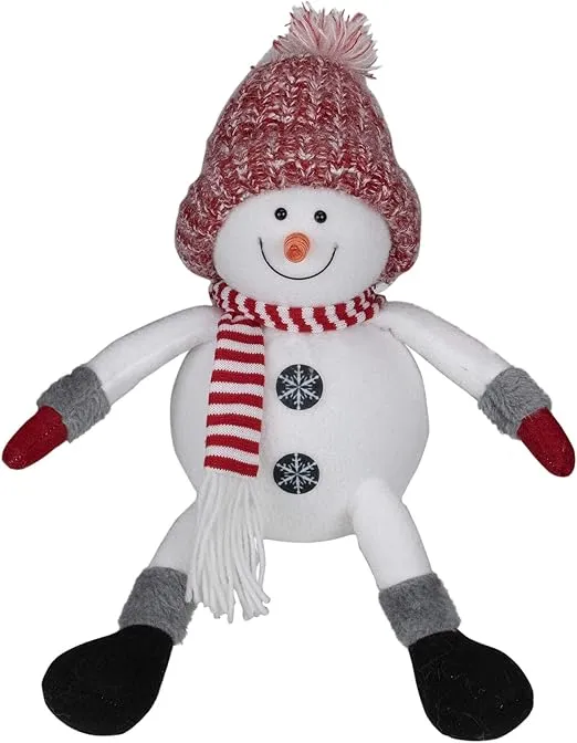 Northlight 16" Red and White Sitting Snowman Christmas Tabletop Decoration