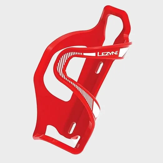 Lezyne Flow SL Enhanced | Bike Water Bottle Cage, Composite, Right, Red, 48g, Road, Mountain, Gravel Cycling Water Holder