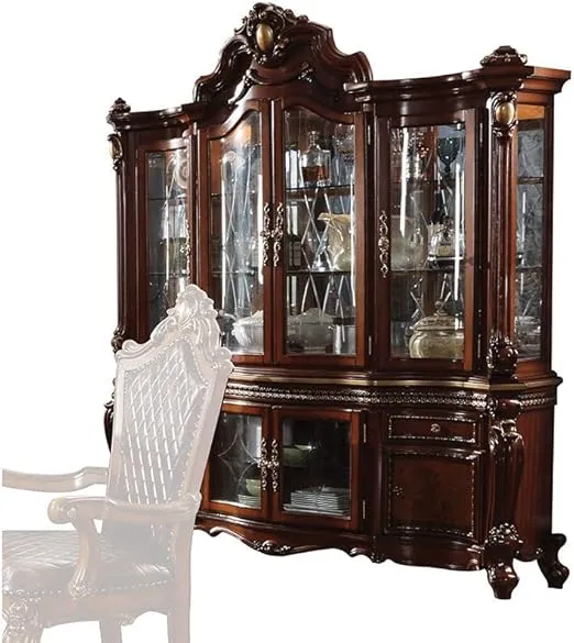 Acme Furniture Picardy Hutch & Buffet, Cherry Oak