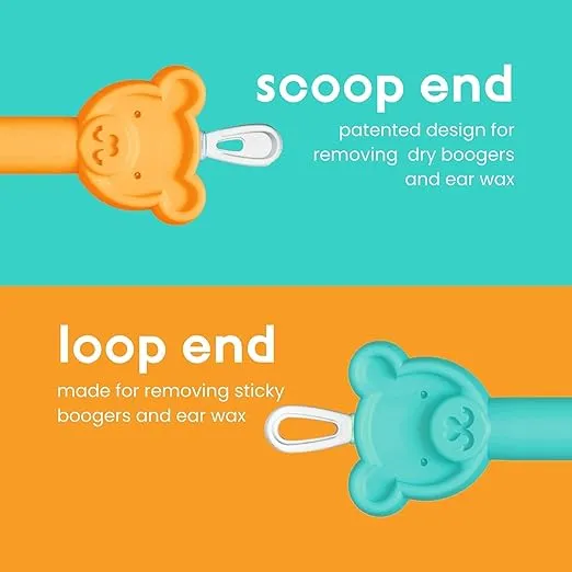oogiebear: Baby Nose Cleaner & Ear Wax Removal Tool - Safe Booger & Earwax Removal for Newborns, Infants, Toddlers - Dual-Ended - Essential Baby Stuff, Diaper Bag, Raspberry & Seafoam with case