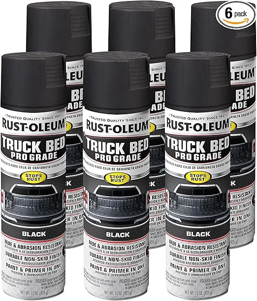 Rust-Oleum 272741-6PK Automotive Professional Grade Truck Bed Coating Spray, 15 oz, Matte Black, (Pack of 6)