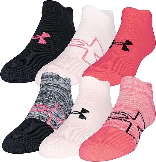 Under Armour Kids' Essential 2.0 Lightweight No Show Socks, 6-Pairs