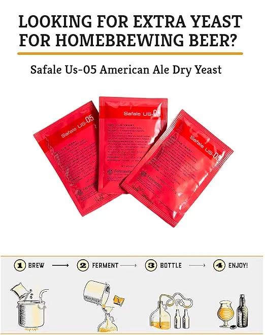 Craft A Brew - Safale US-05 Yeast - American Ale Dry Yeast - For American Ales - Ingredients for Home Brewing - Beer Making Supplies - [3 Pack]