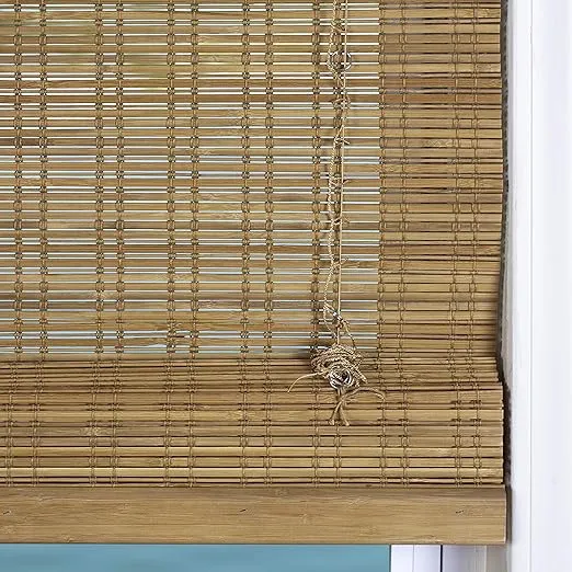 ARLO BLINDS Sheer Bamboo Roman Shades with Valance - Tuscan, 28" W x 60" H - Light Filtering Cordless Blinds for Interior Windows - Real Natural Bamboo Material - Mounting Hardware Included