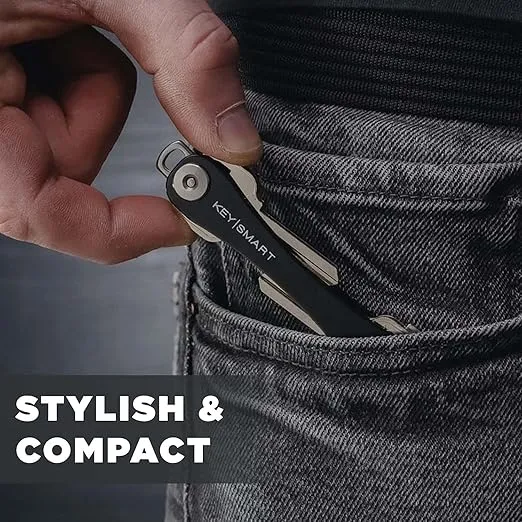 KeySmart Extended - Compact Key Holder and Keychain Organizer (up to 8 Keys, Black)