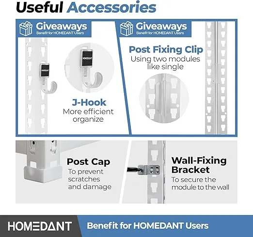 HOMEDANT 5 Tier Laminated White Boltless Metal Shelving Unit Adjustable Garage Storage Utility Rack Heavy Duty Shelves Organization Multipurpose Shelf Warehouse Pantry 28" W x 12.3" D x 59.5" H 1Pack