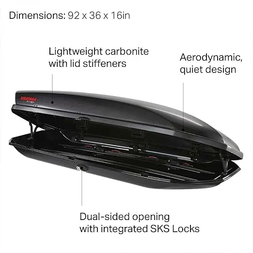 YAKIMA, SkyBox Carbonite Aerodynamic Rooftop Cargo Box for Cars, Wagons and SUVs