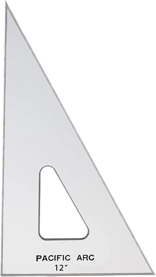 Pacific Arc Drafting Triangle, 12-inch, 30/60/90 Degrees, w/Inking Edge, Topaz