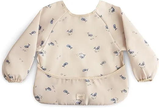 mushie Long Sleeve Baby Bib | Mess Free & Waterproof Fabric for Toddlers | Adjustable Fit for Ages 6-24 Months