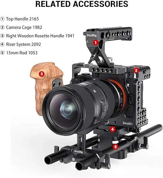 SMALLRIG 15mm Long Lens Support Bracket Height Adjustable for DSLR Camera Shoulder Rig (New) - 1087