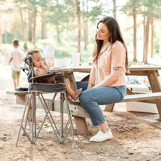 Baby Delight Go with Me Uplift Deluxe Portable High Chair | Sun Canopy | Indoor and Outdoor | Grey
