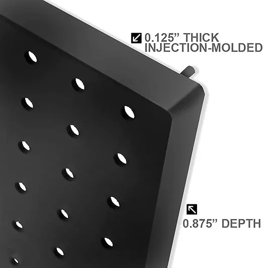 Azar Displays 900945-BLK The DIY Multi-purpose 70-piece Pegboard Wall Organizer Kit with Two Panels and Accessory Assortment, Panel Sizes: 13.5” W x 22” H each, Black