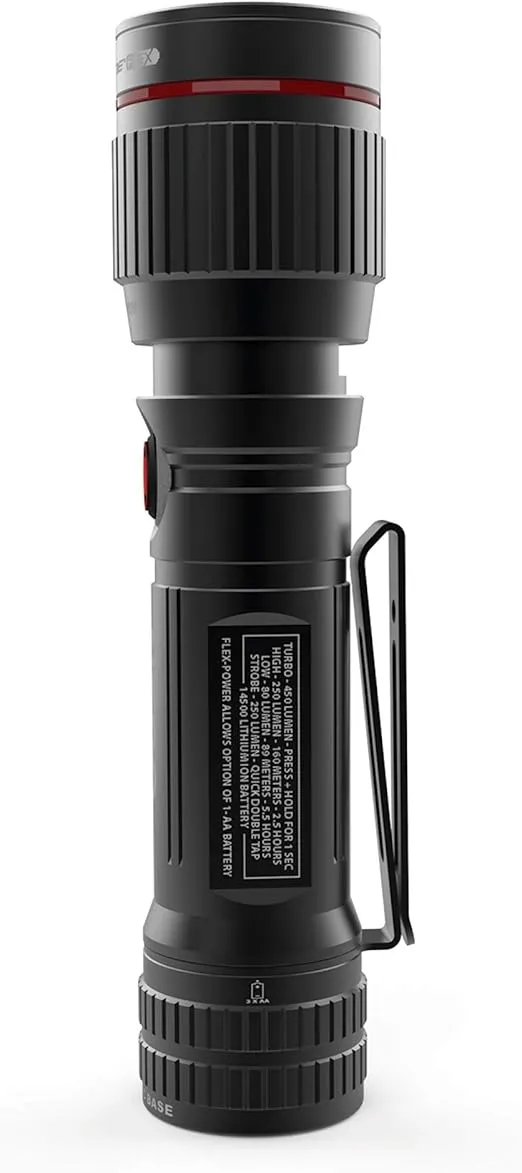 NEBO Redline Flashlight, Rechargeable LED Water & Impact Resistant Handheld Flashlights, Available in 450, 1000, 1400, & 2000 Lumens, Redline Flex 450 Lumens