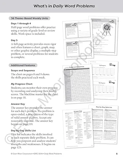 Evan-Moor Daily Word Problems, Grade 4, Homeschooling & Classroom Resource Workbook, Problem-Solving Real Life Math Skills, Reproducible Worksheet ... Graphs, Charts (Daily Word Problems Math)