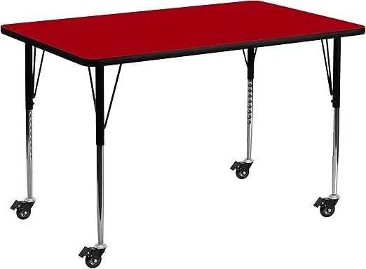 Flash Furniture 30x60 REC Red Activity table, 30" W x 60" D x 30.37" H