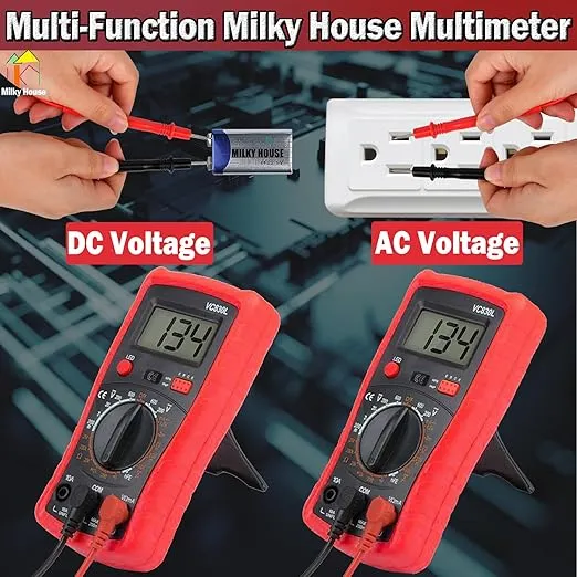 Multimeter Tester Pocket Voltmeter, Electric Tester with Backlight LCD Data Hold, Voltage Tester Power Continuity Tester with AC/DC Ohm Volt Amp Diode Digital Multimeter Tester