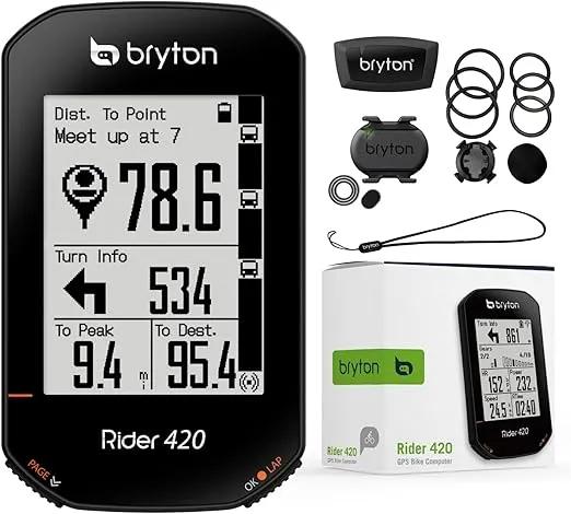 Bryton Rider 420 Wireless GPS Bike/Cycling Computer. Compatible with Bike Radar, 35hrs Long Battery Life, Navigation with Turn-by Turn Follow Track. Bluetooth ANT Bicycle Computer