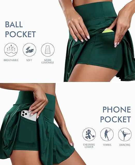 JoyGirl Pleated Tennis Skirt for Women with Shorts Athletic Golf Skort Workout Running Sports Skirts Skorts with Pockets