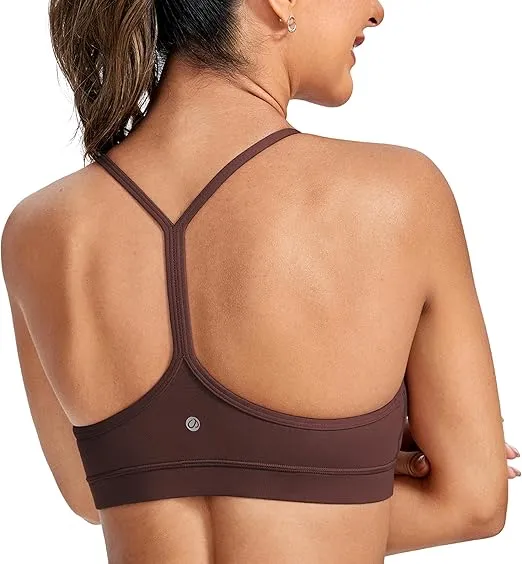 CRZ YOGA Butterluxe Womens Y Back Sports Bra - Padded Racerback Low Impact Spaghetti Thin Strap Workout Yoga Bra