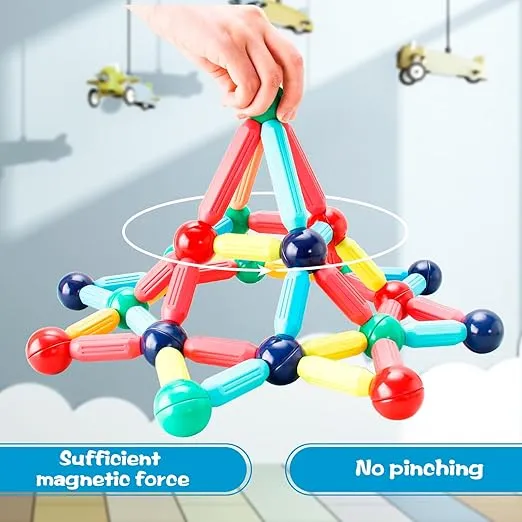 DMOlU 64PCS Magnetic Building Toy for KidsStem Educational Toys for Toddlers Montessori Learning Magnetic Sticks and Balls,Gift for Christmas