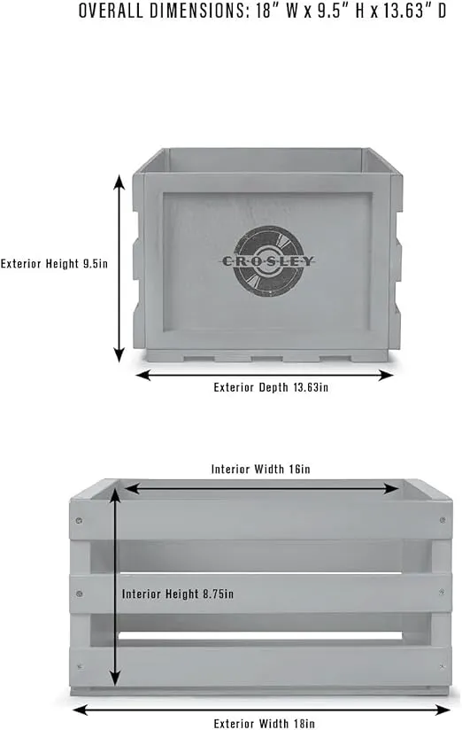 Crosley AC1004A-NA Record Storage Crate Holds up to 75 Albums, Natural