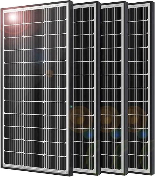 JJN Solar Panel 4PCS 100W 12V Solar Module High Efficiency 9BB Monocrystalline Solar Panel for RV Home Boat and Other Off Grid System